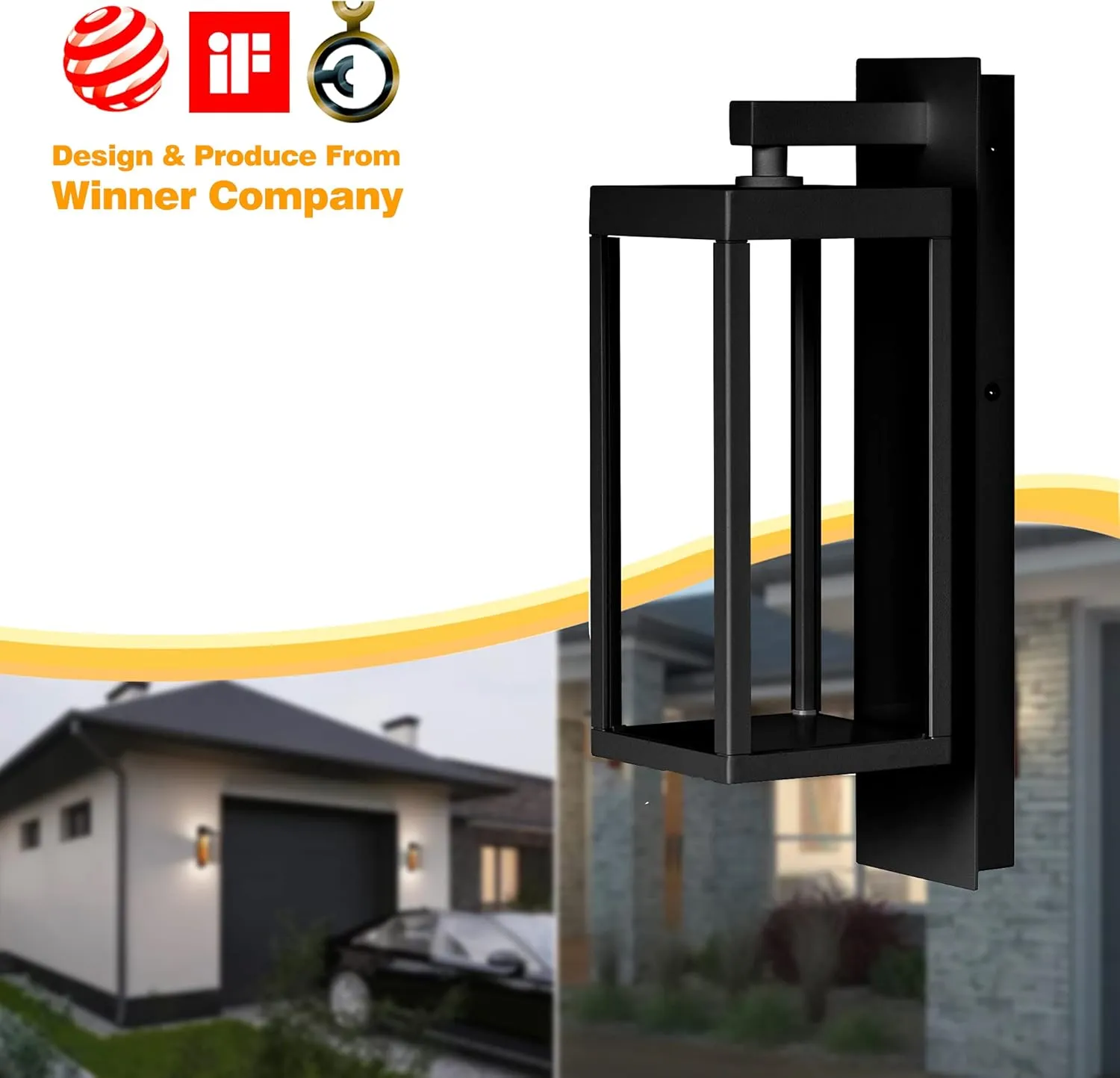 Outdoor Wall Sconce Light Exterior IP54 Waterproof LED Wall Light Fixture Porch Light Outdoor Wall Mount Lamp Lantern Black Aluminum for Patio Garage House 13W 750Lm 3000K