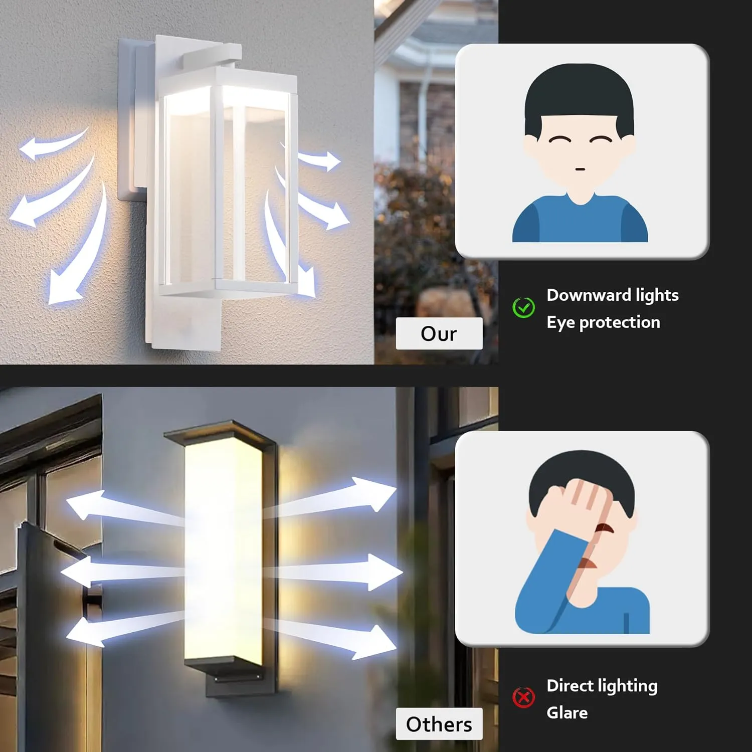 Outdoor Wall Sconce Light White LED Wall Mount Lantern Waterproof Exterior Wall Light Fixtures with Clear Glass Aluminum Wall Lamps for Porch House Front Door 750LM
