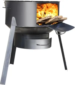 Outdoor Wood Burning Stove, Camping Wood Stove with Efficient Combustion, Double Folding Side Panels, Removable Bracket for Picnics, Ice Fishing & Emergency Heating(Diameter 48cm/18.8in)