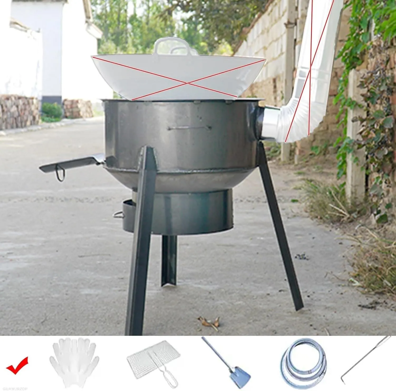 Outdoor Wood Burning Stove, Camping Wood Stove with Efficient Combustion, Double Folding Side Panels, Removable Bracket for Picnics, Ice Fishing & Emergency Heating(Diameter 48cm/18.8in)
