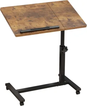 Overbed Bedside Desk Mobile Rolling Laptop Stand Tilting Overbed Table with Wheels Height Adjustable Tray Table for Laptop Bed Sofa Side Table