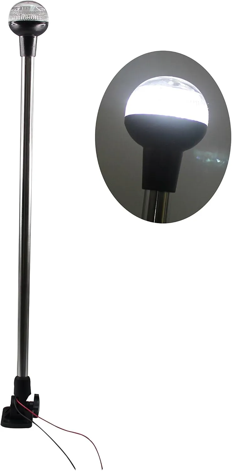 Pactrade Marine RV Adjustable Folding All Round Pole Light H Navigation Light SS 25''H