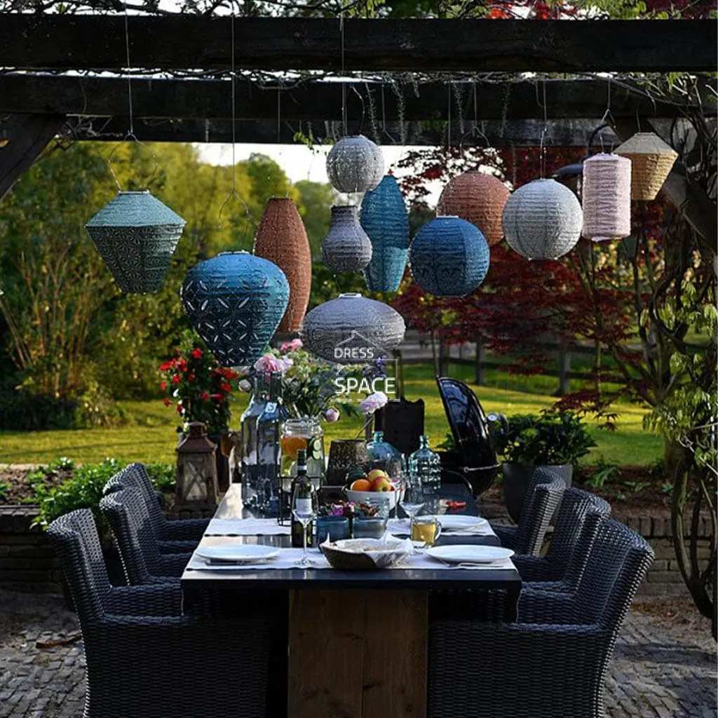 Paisley Cylinder 18 - Pink - Solar Lantern