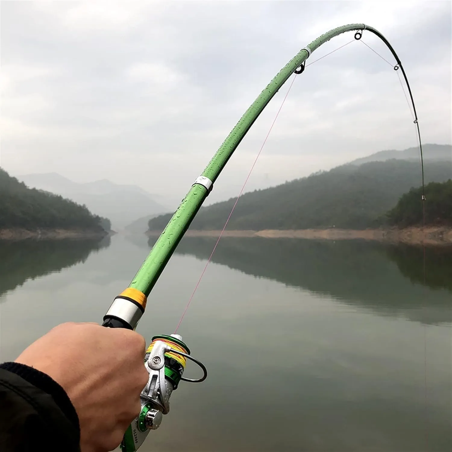 Panfish Rod Fishing Rod Super Light Hard Fishing Rod Carbon Fiber FRP Telescopic Green Spinining Pole 3.6M ~ 2.1M Travel Carp Rod Baitcasting Rod(2.7 m)