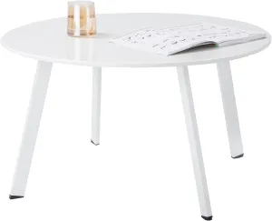 Patio Coffee Table, Metal Steel Outdoor Round Table Weather Resistant Anti-Rust Outdoor Table, White