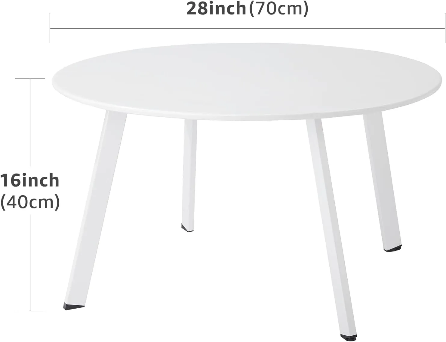 Patio Coffee Table, Metal Steel Outdoor Round Table Weather Resistant Anti-Rust Outdoor Table, White