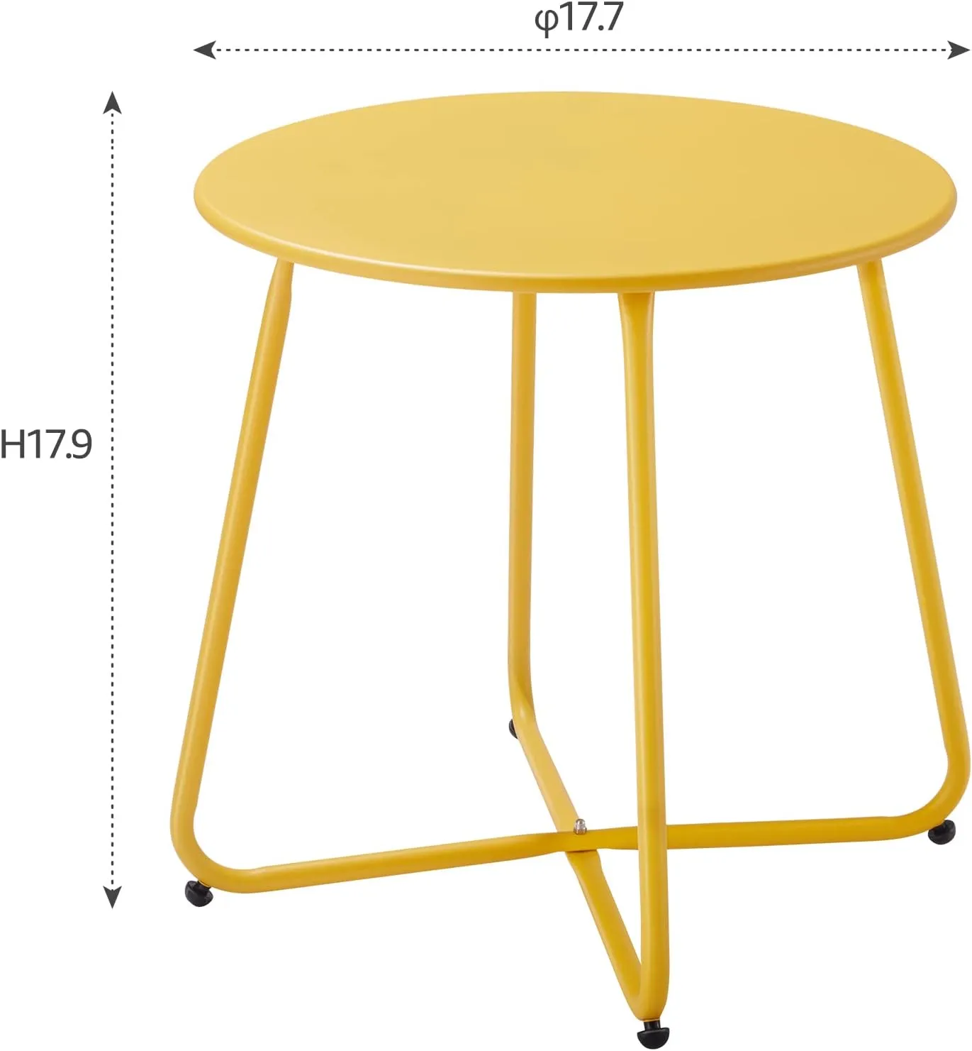 Patio Small Outdoor Side Table Waterproof Round Metal Steel Side Table Weather Resistant Portable Outdoor and Indoor End Table for Garden Balcony Yard, Yellow