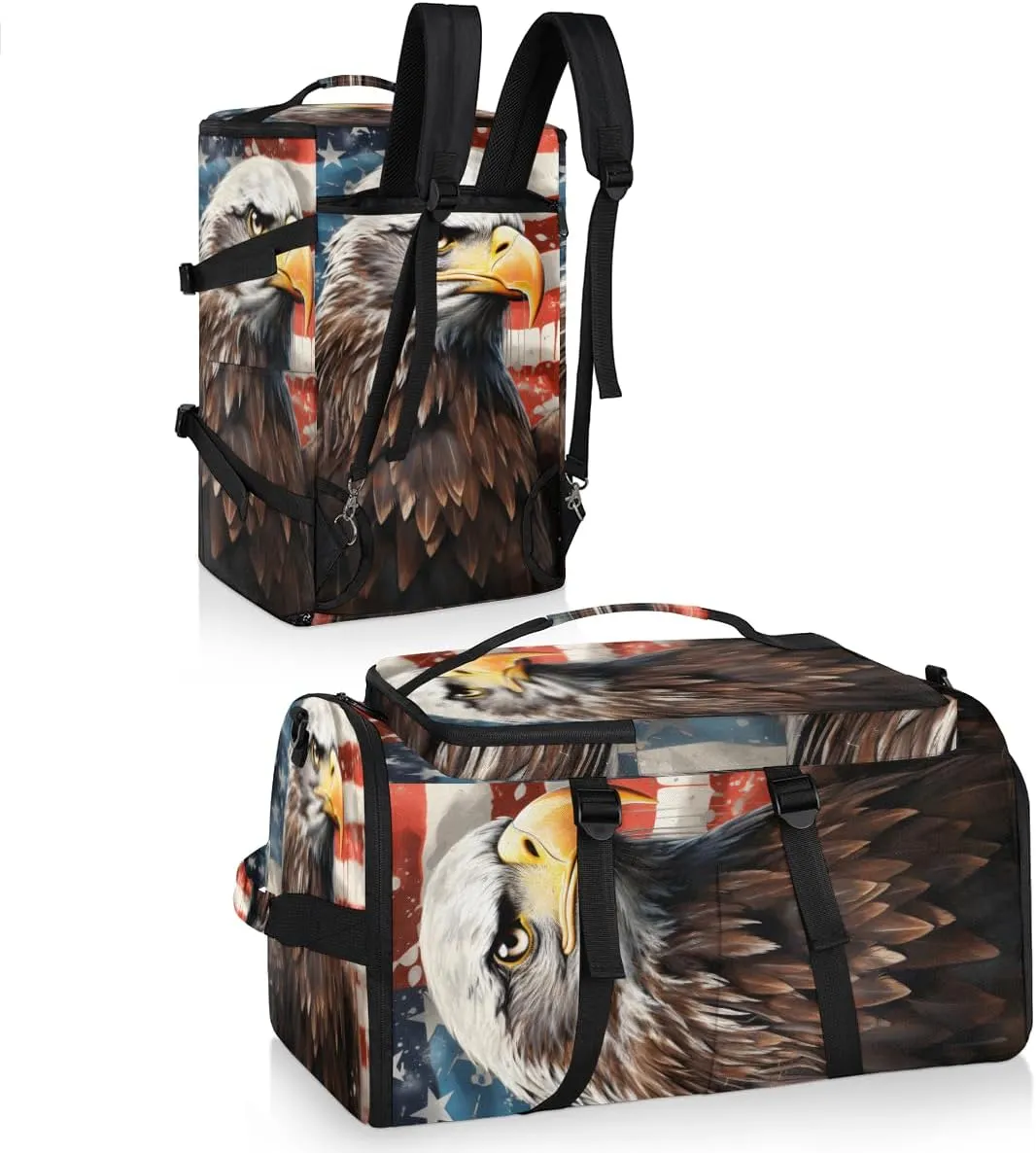 Patriotic Eagles Travel Backpack Carry On Flight Approved for Women Men, 18.9 Inch Large American Flag Airline Approved Luggage Weekender Backpacks