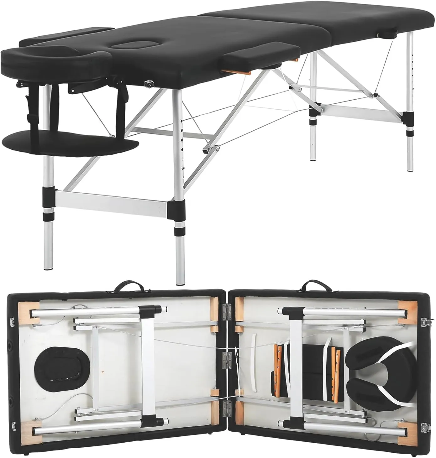 PayLessHere Aluminium Massage Bed Portable Massage Table 24 inche Wide Lash Bed 2 Folding Heigh Adjustable Spa Table with Non-Woven Bag for Spa Footmassage Facial CareSpa Tattoo