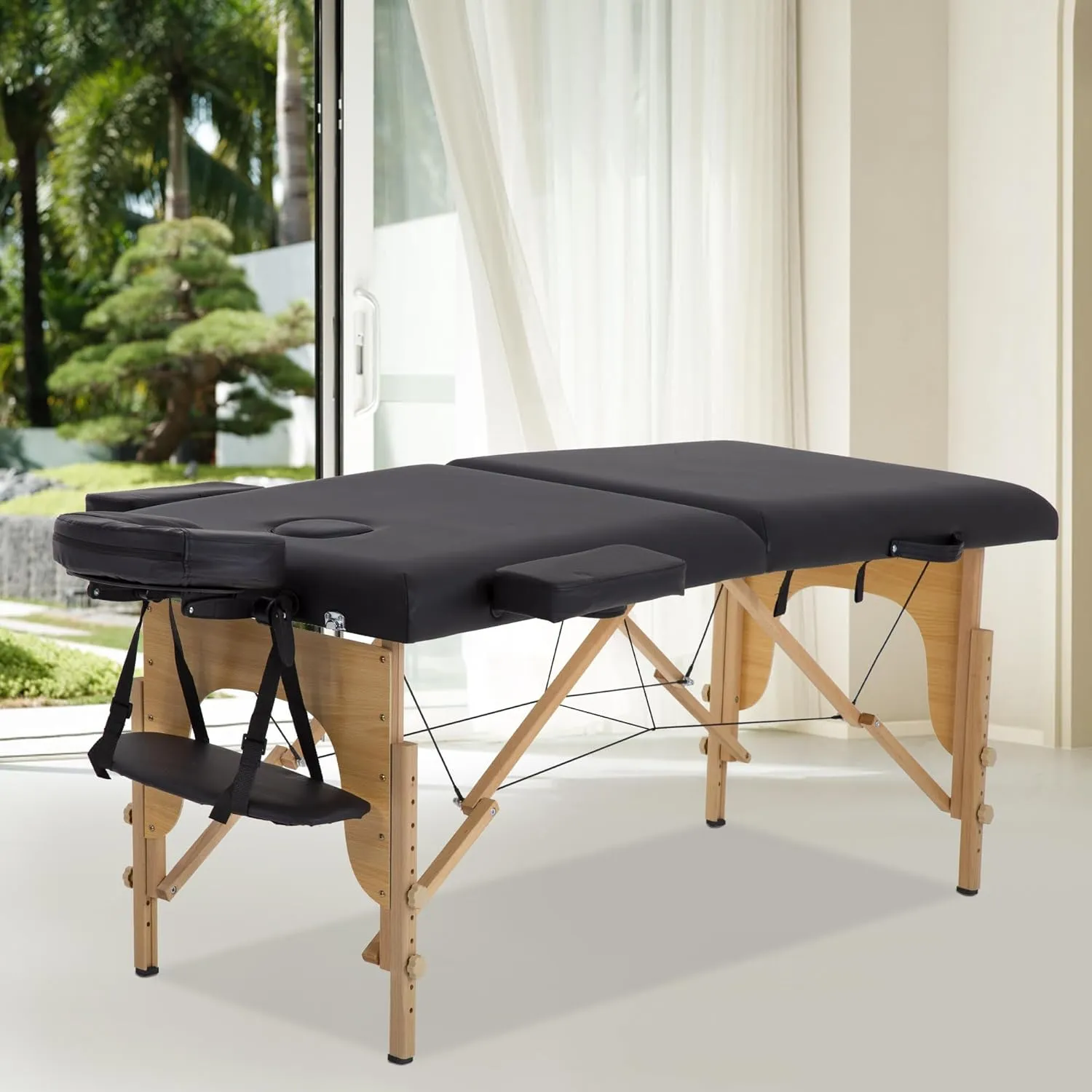 PayLessHere Massage Bed Portable Massage Table 24 inche Wide Lash Bed 2 Folding Heigh Adjustable Spa Table with Towel Hanger Oil Pouch Half Bolster Round Bolster Non-Woven Bag