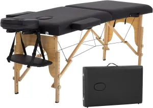 PayLessHere Massage Bed Portable Massage Table 24 inche Wide Lash Bed 2 Folding Heigh Adjustable Spa Table with Towel Hanger Oil Pouch Half Bolster Round Bolster Non-Woven Bag