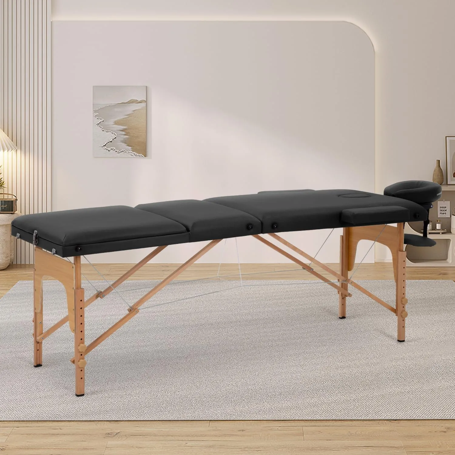 PayLessHere Massage Bed Portable Massage Table 24 inche Wide Lash Bed 3 Folding Heigh Adjustable Spa Table with Non-Woven Bag for Spa Footmassage Facial CareSpa Tattoo