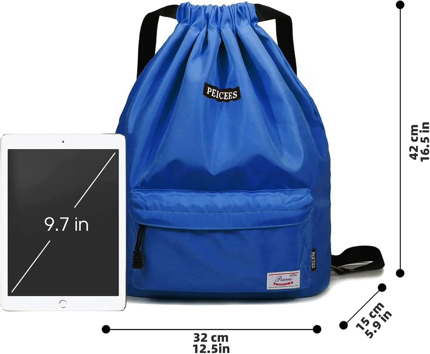 Peicees Waterproof Drawstring Sport Bag Lightweight Sackpack Backpack for Men and Women