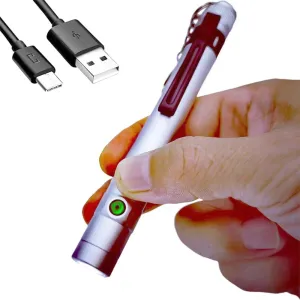 Pen Light Rechargeable EDC Pocket Flashlight with Clip Diffuser,Bright 300 Lumens, Side Switch One-hand Easy Use for Everyday Work,Emergency,Tight Spaces, Workers, Nurses Medical Use