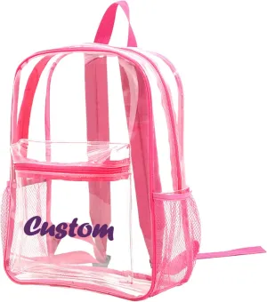 Personalized Clear Backpack Custom Name Clear Bookbag Customized Colorful Text, PVC Heavy Duty Transparent Backpack, Gifts