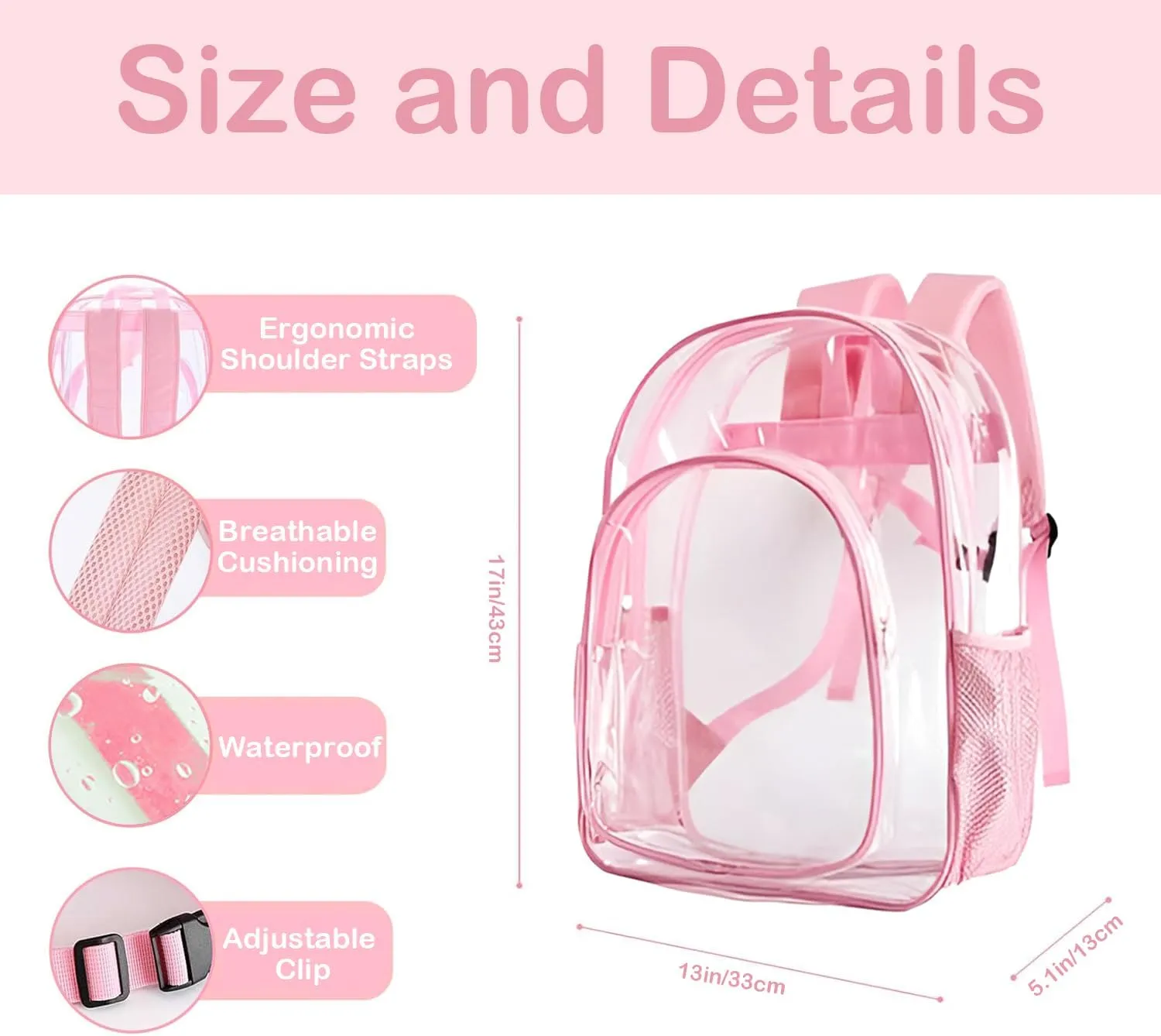 Personalized Clear Backpacks with Name, Custom Unicorn Clear Backpack for Women Men, with Reinforced Strap & Large Capacity PVC Transparent Waterproof Backpacks for Travel Camping Work