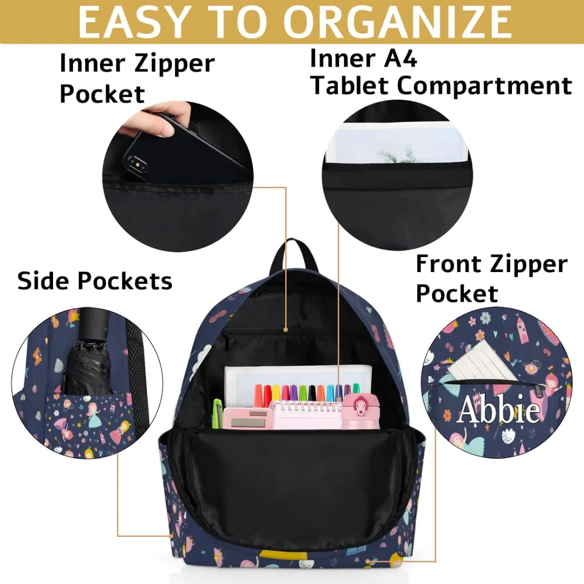 Personalized Kids Backpack for Toddler Girls Cute Lightweight Preschool Elementary Kindergarten Backpack
