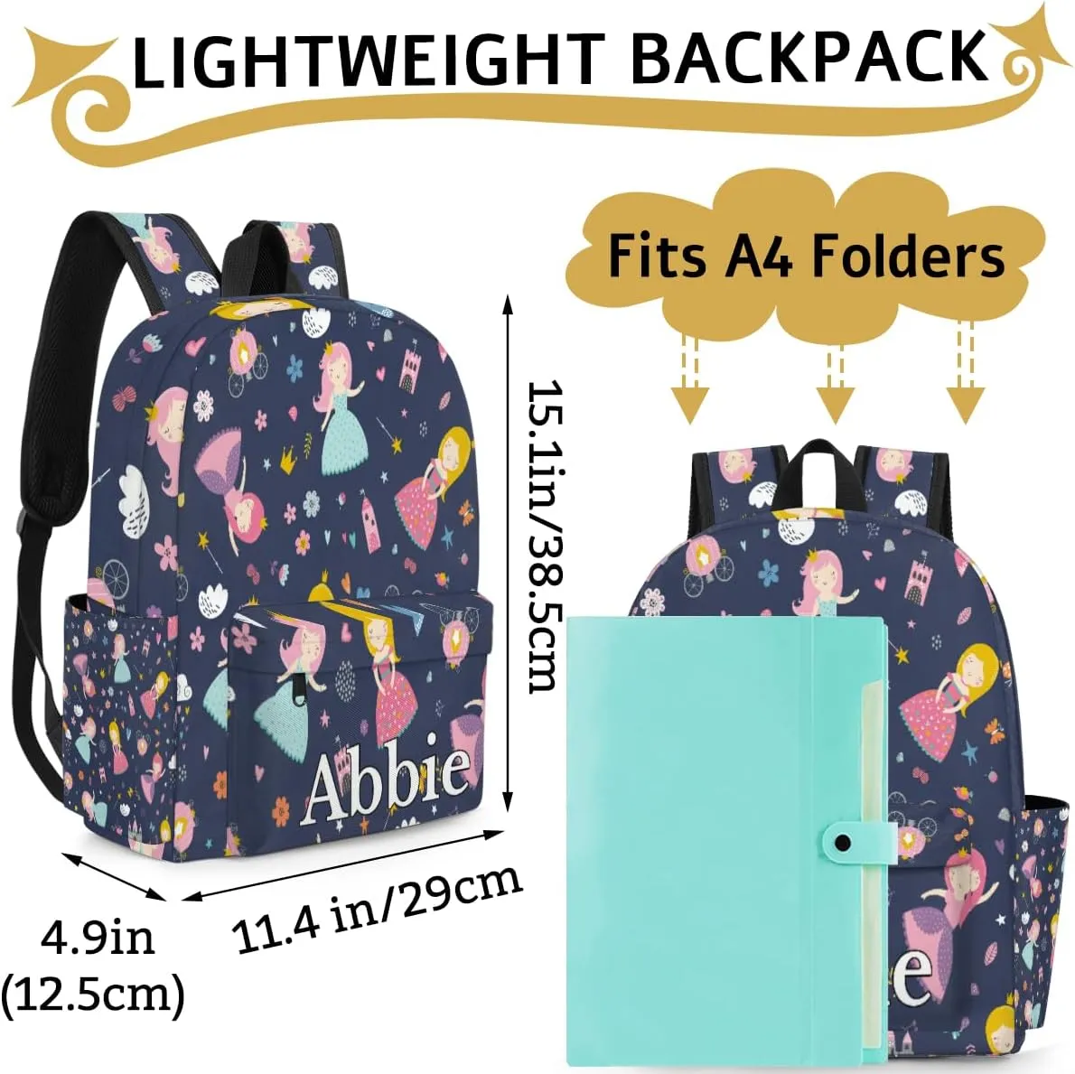 Personalized Kids Backpack for Toddler Girls Cute Lightweight Preschool Elementary Kindergarten Backpack