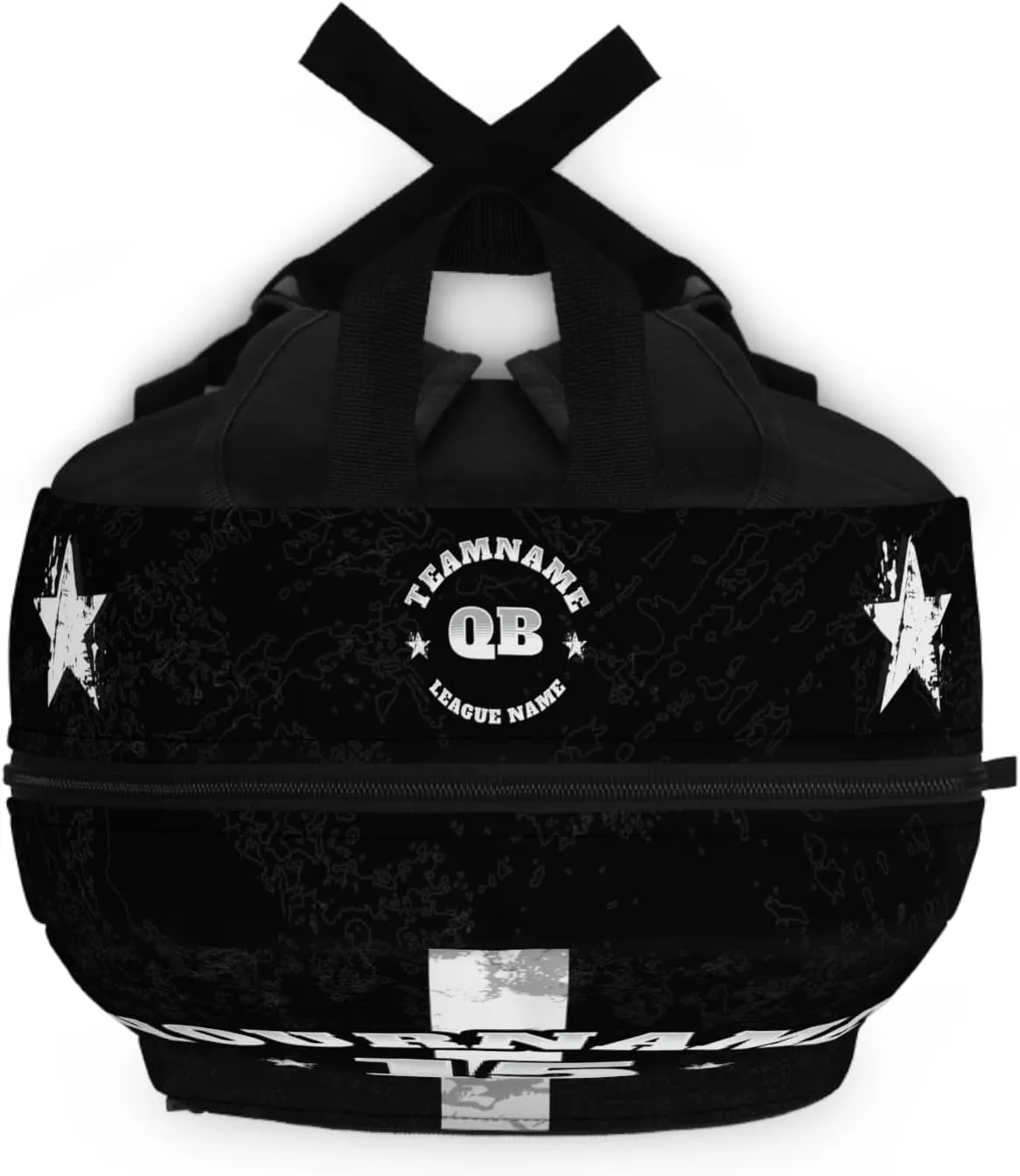 Personalized Sport Backpack Soccer, Basketball, Baseball, Football Team Gift: Name, #, Colors, Logo; Team Travel Bag (Black White Silver)