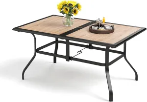 PHI VILLA Outdoor Table Patio Dining Table Metal Outdoor Table for Lawn Garden