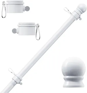 PHITRIC Flag Pole, Tangle Free Spinning Stainless Steel Rustproof Flagpole for 3x5 Sports Fan Outdoor Flags for Outside House (White, 6FT, Without Bracket)