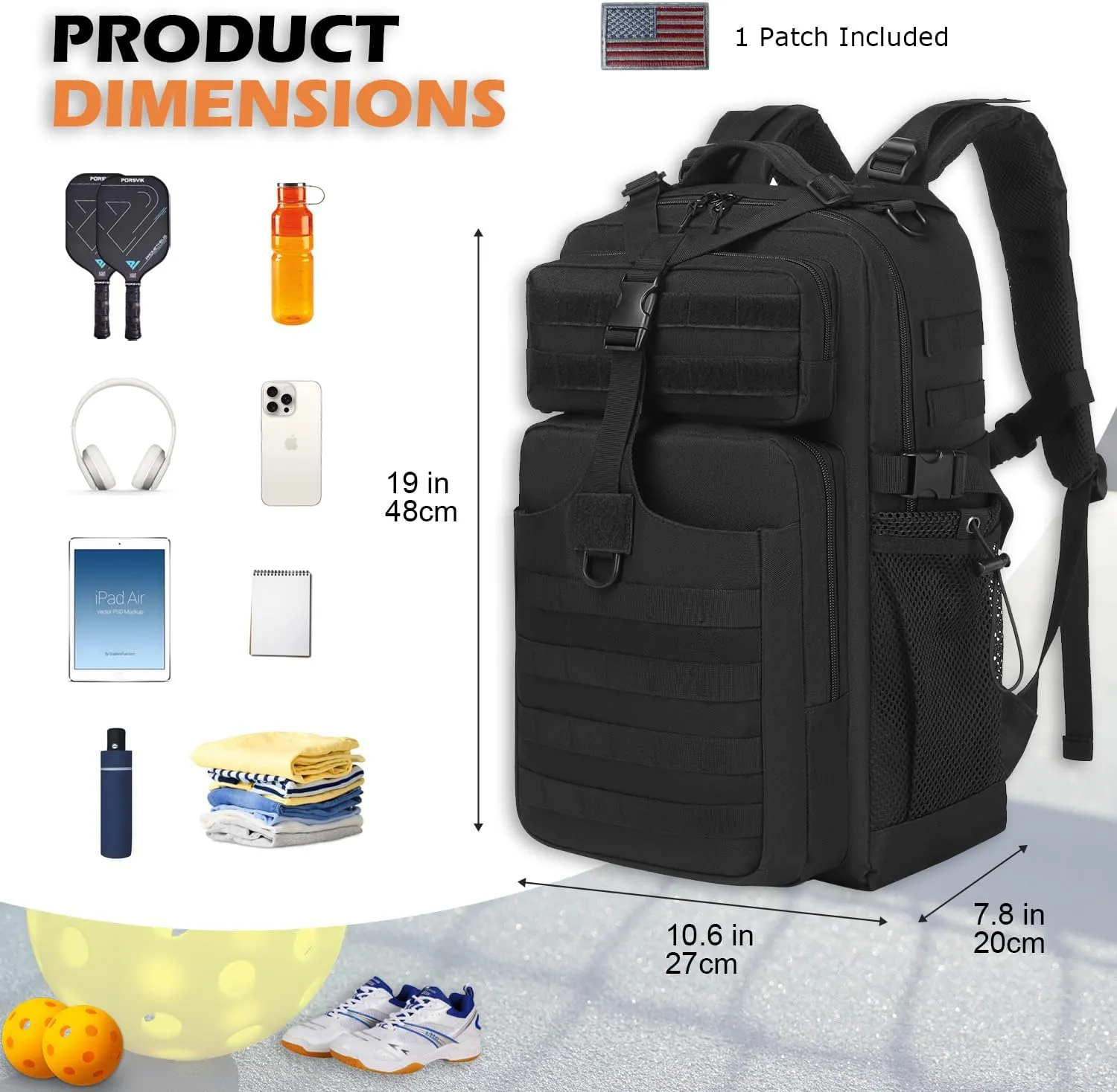 Pickleball Backpack for Men and Women, Tactical Pickleball Paddle Bag with Molle System Design