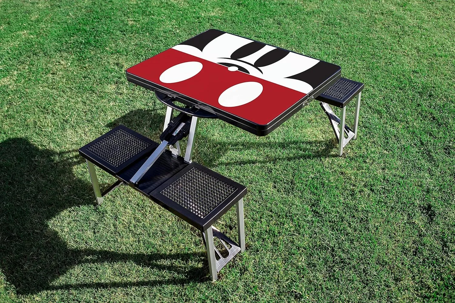 Picnic TIME Disney Minnie Mouse Folding Picnic Table, Camping Table, Outdoor Table with Umbrella Hole, (Red)