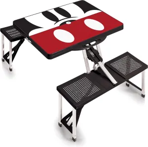 Picnic TIME Disney Minnie Mouse Folding Picnic Table, Camping Table, Outdoor Table with Umbrella Hole, (Red)