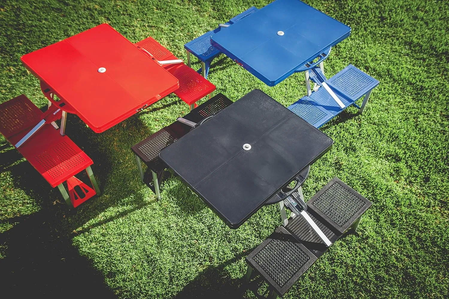 PICNIC TIME Folding Picnic Table, Camping Table, Outdoor Table with Umbrella Hole