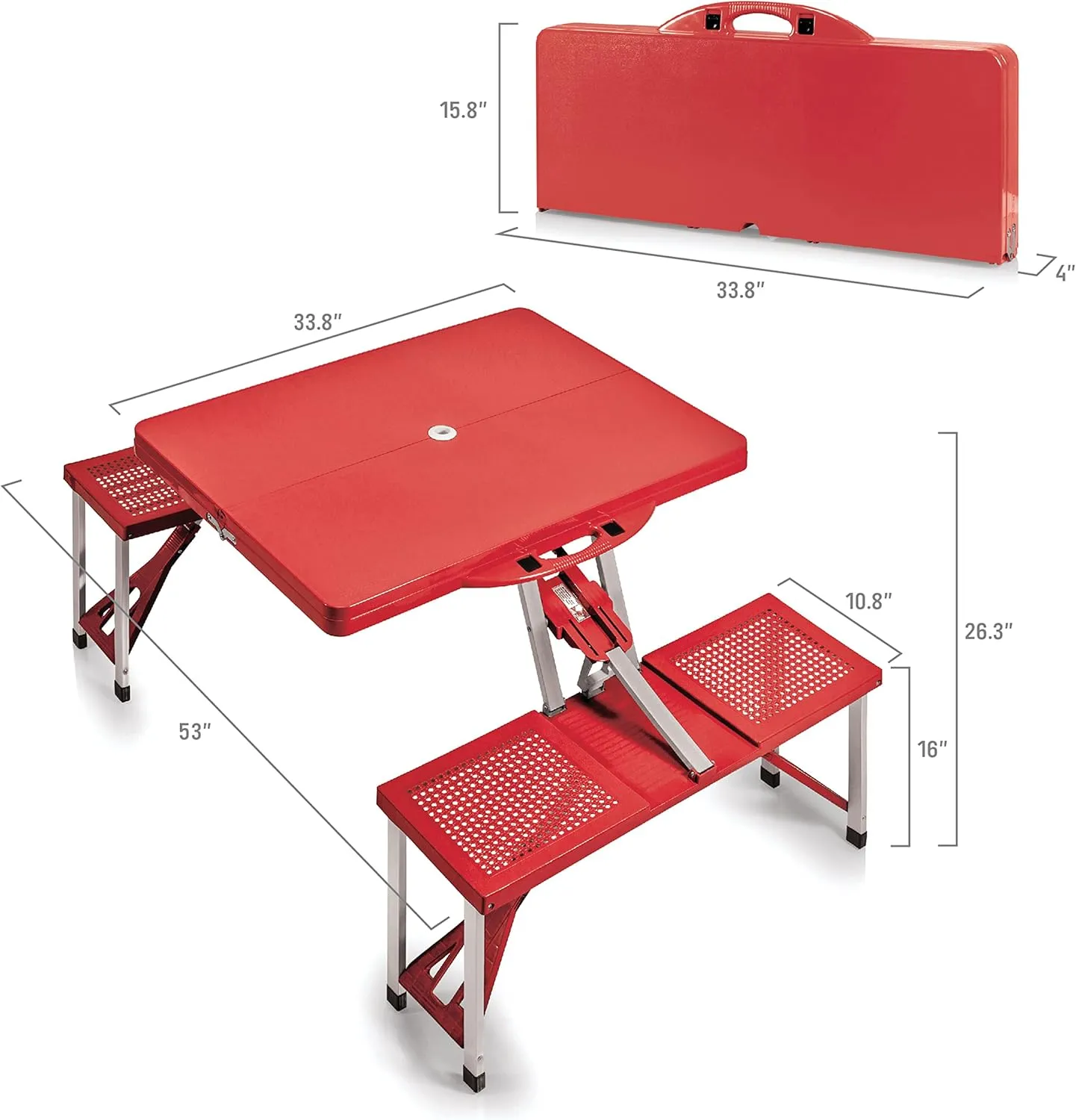 PICNIC TIME Folding Picnic Table, Camping Table, Outdoor Table with Umbrella Hole
