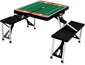 PICNIC TIME NCAA Clemson Tigers Folding Picnic Table with 4 Seats, Camping Table, Outdoor Table with Umbrella Hole, (Black - Football Field)