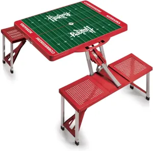 PICNIC TIME NCAA Nebraska Cornhuskers Football Field Folding Picnic Table - Camping Table - Outdoor Table with Umbrella Hole, (Red)