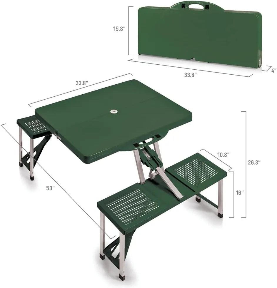 PICNIC TIME NCAA North Carolina Tar Heels Folding Picnic Table - Camping Table - Outdoor Table with Umbrella Hole