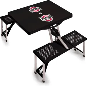 PICNIC TIME NCAA Ohio State Buckeyes Folding Picnic Table - Camping Table - Outdoor Table with Umbrella Hole, (Black)