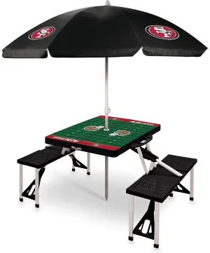 PICNIC TIME NFL Picnic Table Portable Folding Table with Seats and Umbrella