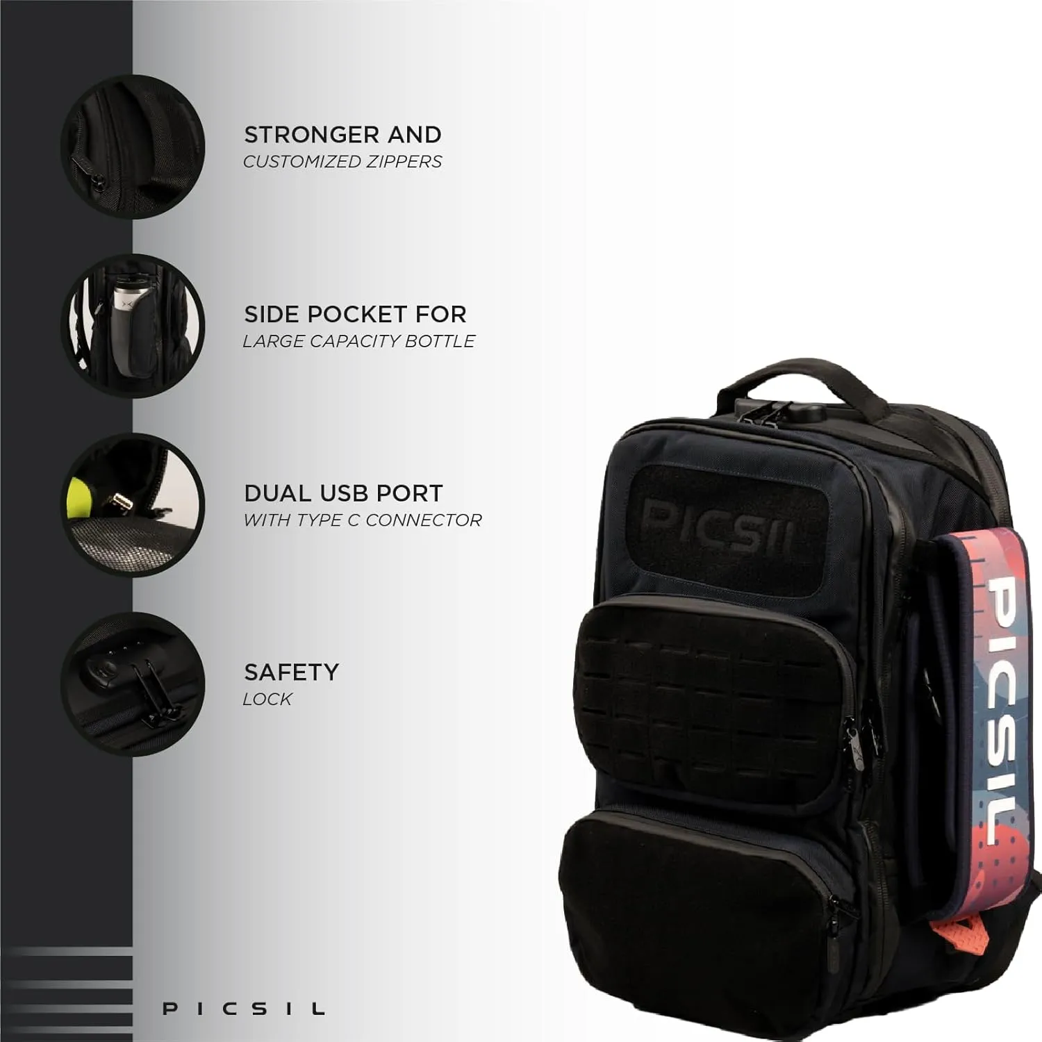 PICSIL Maverick 2.0 Tactical Backpack 40L, Large Capacity Waterproof Military Backpack for Crosstraining, Camping (Navy)
