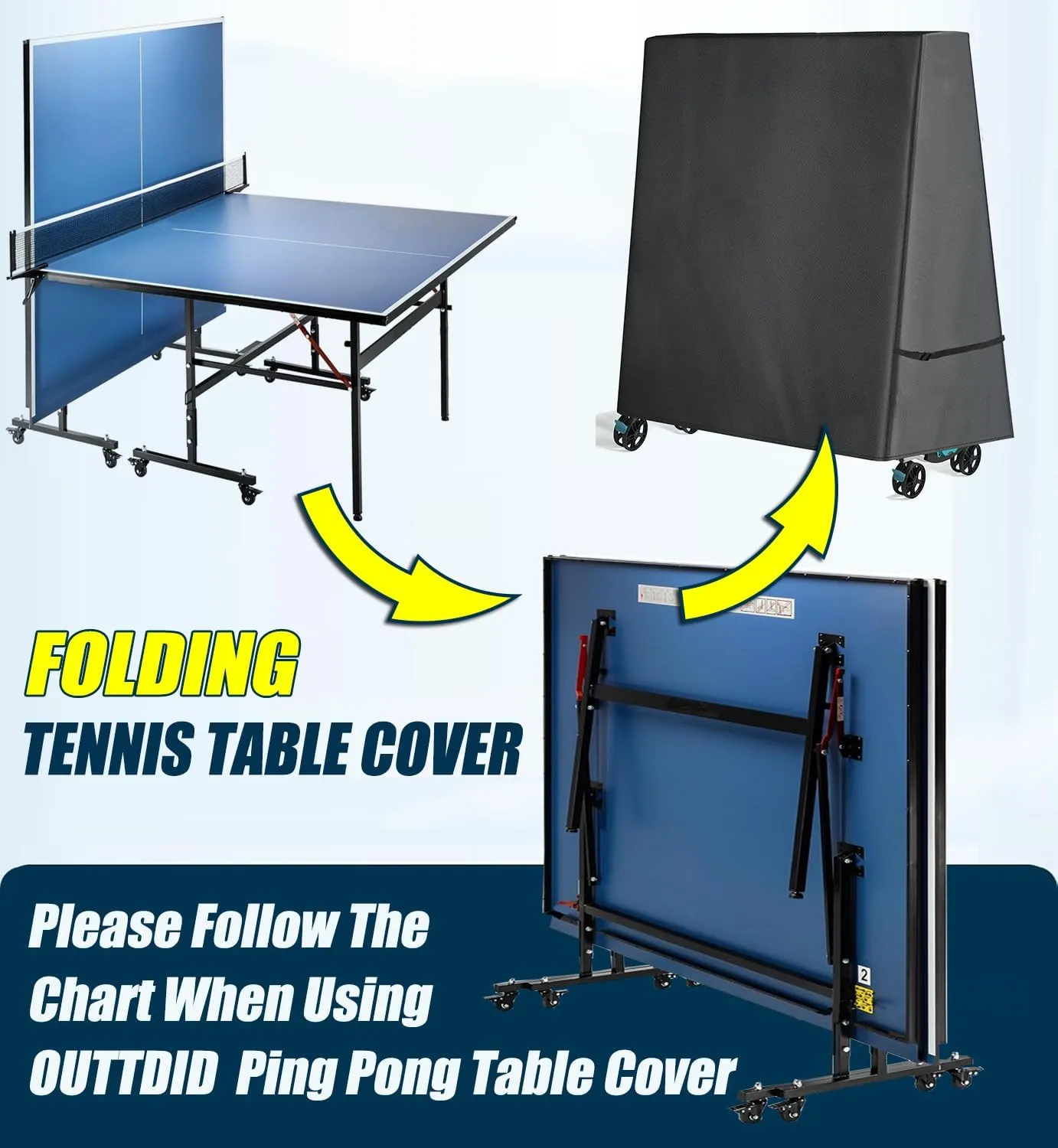 Ping Pong Table Cover 600D Heavy Duty Waterproof for Outdoor & Indoor Foldable 9 x 5 FT Folding Table Tennis Tables
