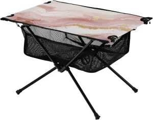 Pink and Gold Marbled Pattern Portable Camping Table,Outdoor Folding Table,Beach Table,Suitable for Camping,Hiking,Picnic