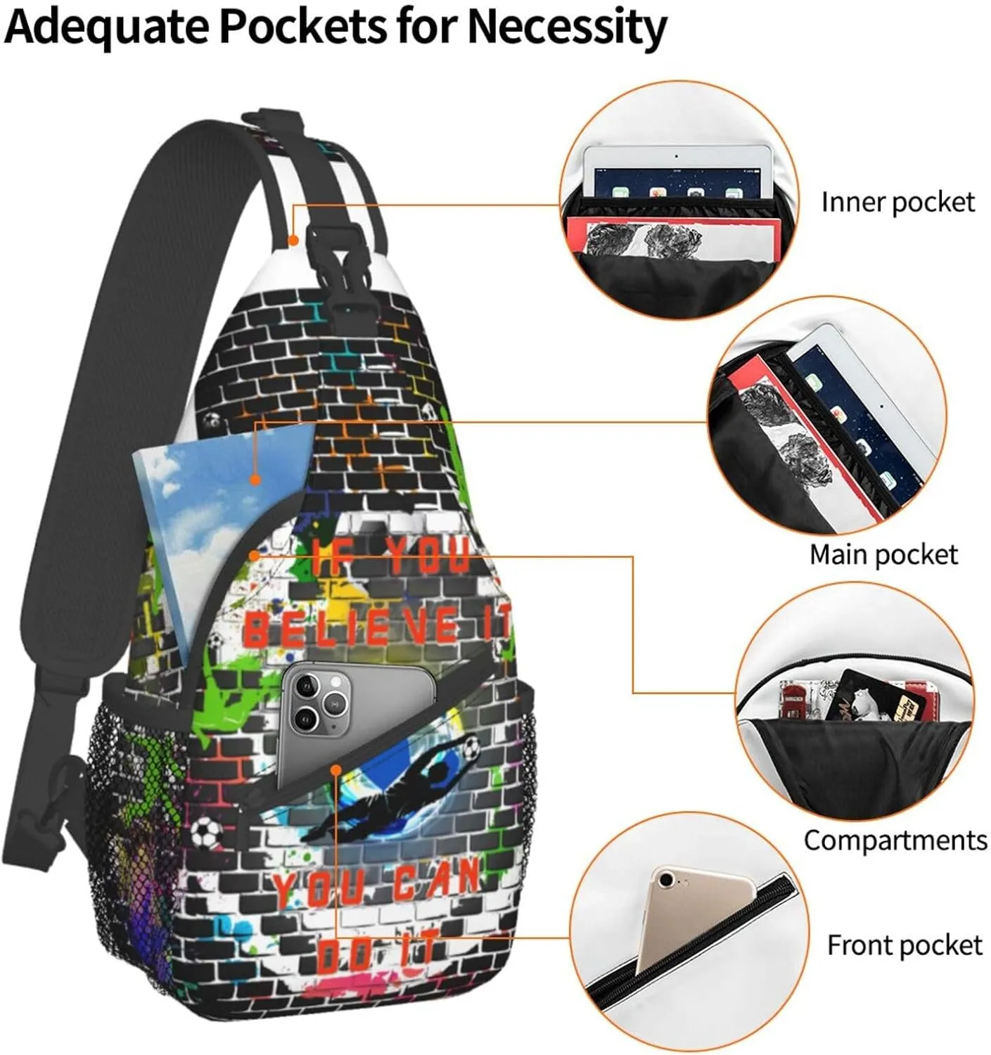 Pink Marble Sling Bag Unisex Crossbody Backpack Travel Hiking Casual Chest Bags Lightweight Fashion Chest Daypack