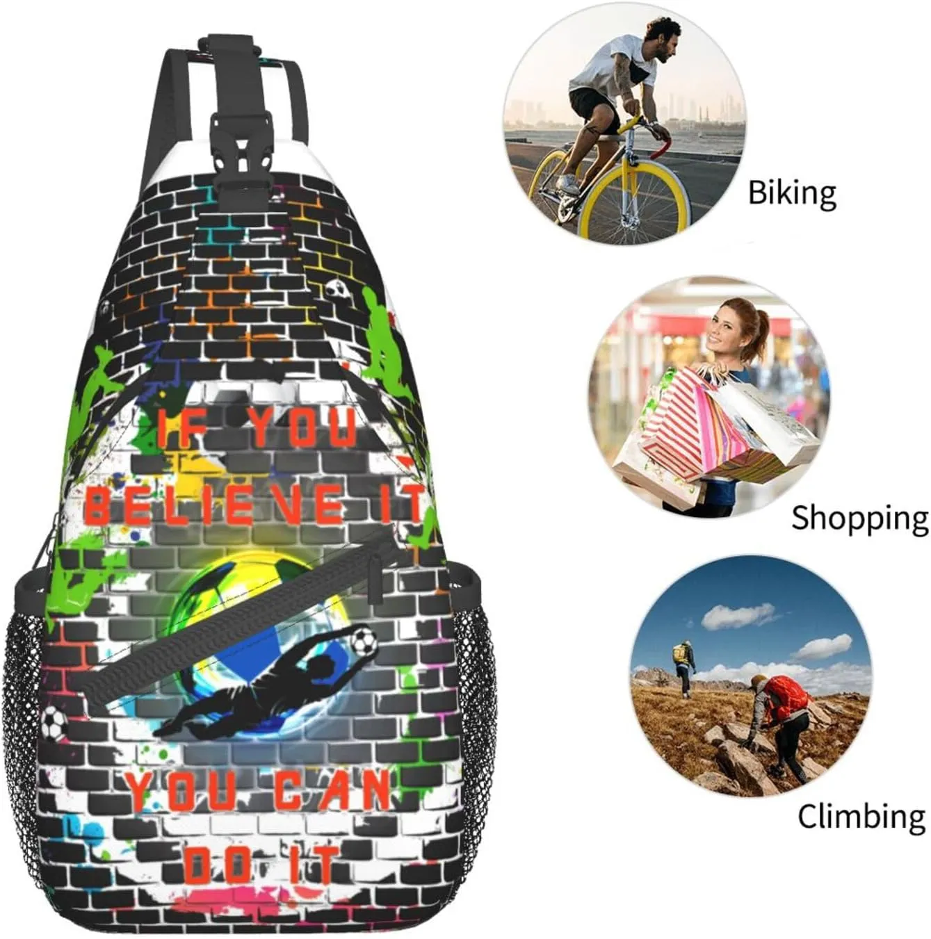 Pink Marble Sling Bag Unisex Crossbody Backpack Travel Hiking Casual Chest Bags Lightweight Fashion Chest Daypack