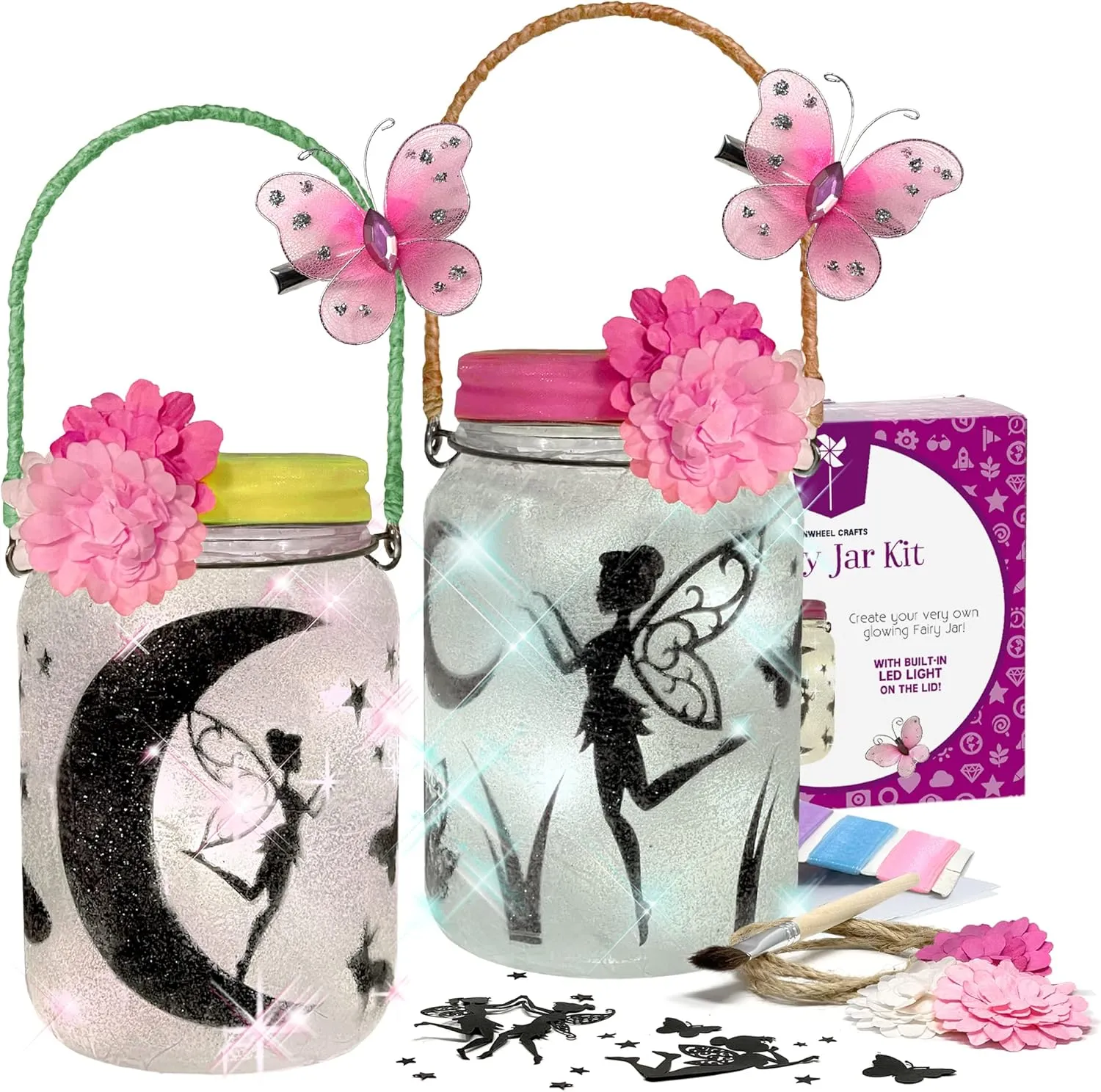 Pinwheel Crafts Holobrite Fairy Lantern Toy for Kids Age 6-8 8-12  Years - Make Your Own Night Light - Fairy Jar Gift for Girls with Led Light - Arts & Crafts Set, Pack of 2