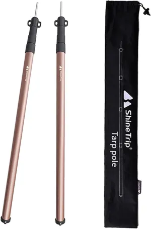 pistro Set of 2 Universal Telescopic Tent Rods Adjustable Alloy 4-Section 27.5-83'' Awning Poles for Hiking Camping Backpacking