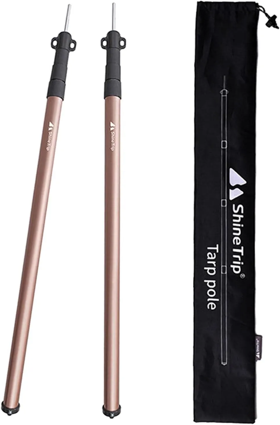 pistro Set of 2 Universal Telescopic Tent Rods Adjustable Alloy 4-Section 27.5-83'' Awning Poles for Hiking Camping Backpacking