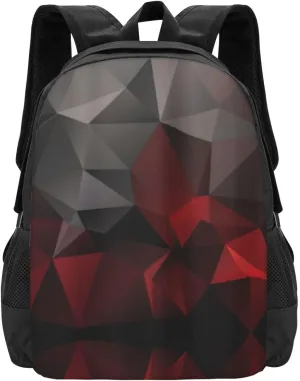Polygonal, Black And Red Lightweight Packable Backpack Travel Casual Hiking Daypack Foldable Backpack For Men Women