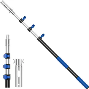 Pool Pole Telescopic 12FT Heavy Duty Aluminum, 12 Ft Extension/Extendable Telescoping Tool for Above Ground/Inground Swim Cleaning Supplies Accessory, Skimmer/Brush/Net/Vacuum Head/Leaf Rake/Mesh etc.