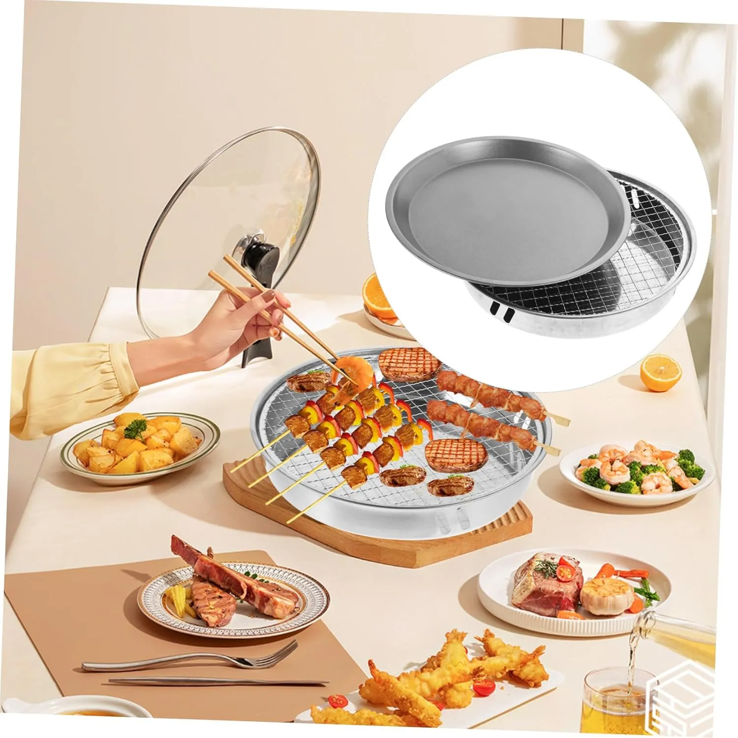 POPETPOP Portable Outdoor Barbecue Grill Compact Stainless Steel Stove for Easy Camping Bbqs Random