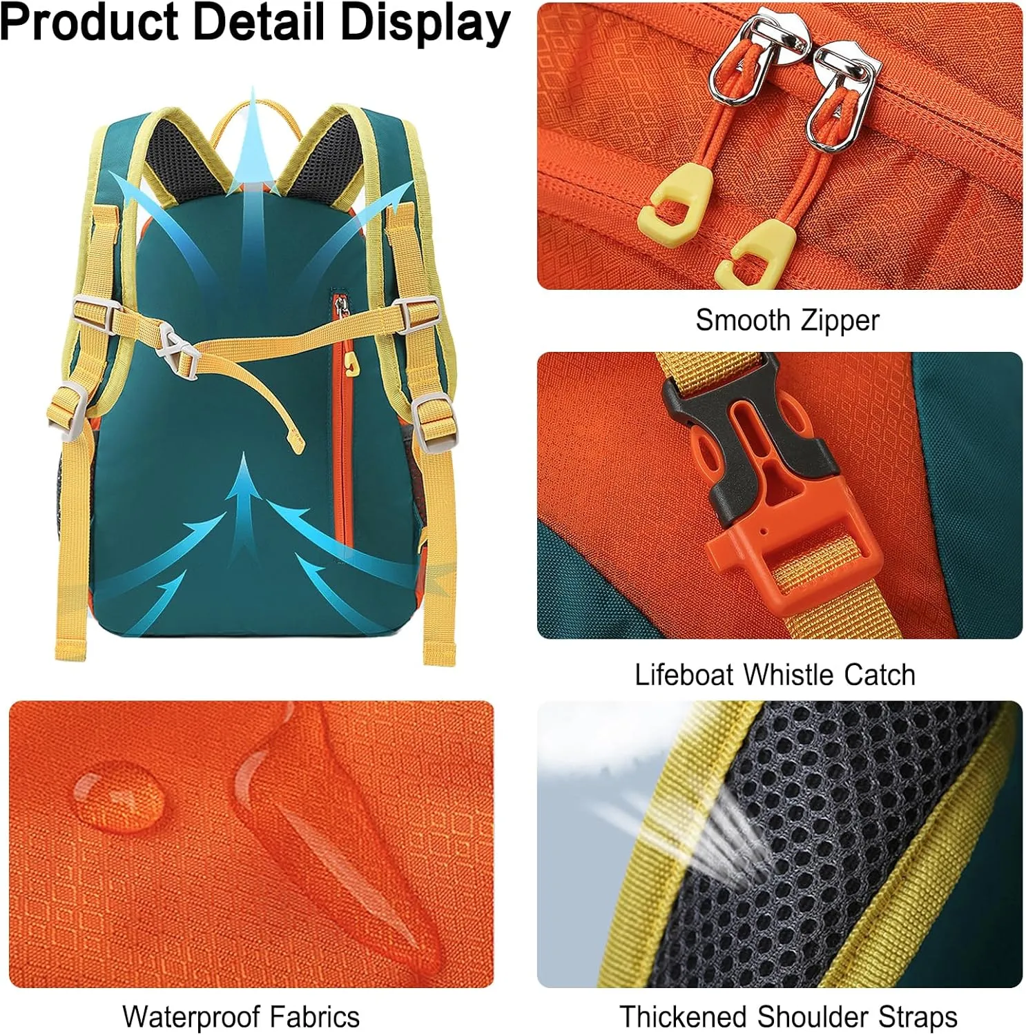 PORRASSO Hiking Backpack 5L Daypack Rucksack Lightweight Waterproof Women Men Backpack for Camping Daily Use Light Orange