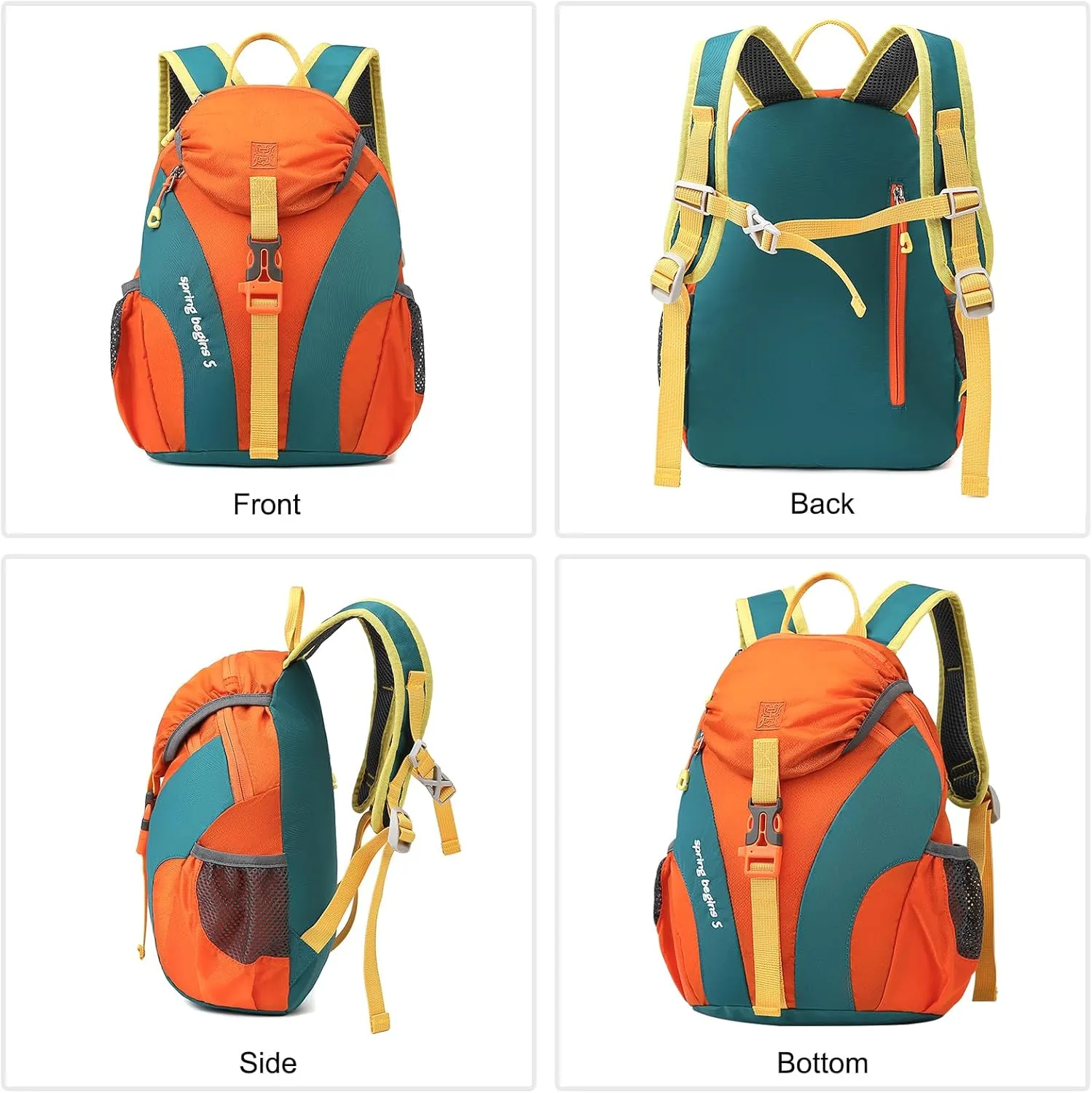 PORRASSO Hiking Backpack 5L Daypack Rucksack Lightweight Waterproof Women Men Backpack for Camping Daily Use Light Orange