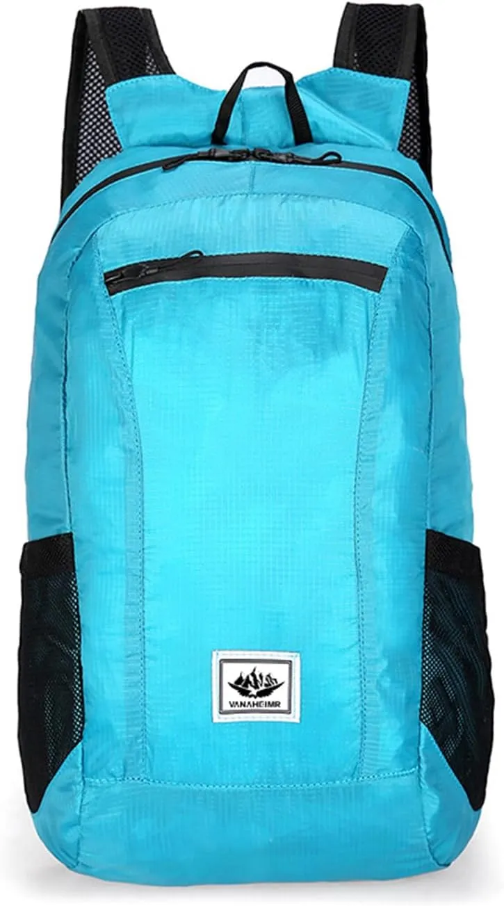 PORRASSO Hiking Backpack Foldable Waterproof Daypack 20L Lightweight Rucksack Backpack for Women Men Camping Trekking Cycling Climbing Outdoor Sports Blue A
