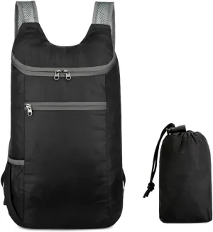 PORRASSO Hiking Backpack Lightweight Waterproof Daypack Foldable Rucksack Backpack for Women Men Camping Trekking Cycling Climbing Outdoor Sports Black Gray